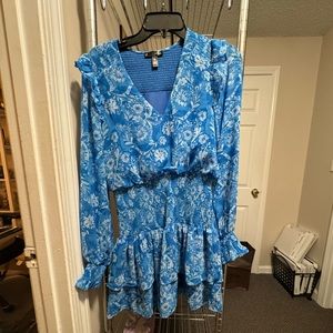 Aqua ruffled mini dress - exclusive style